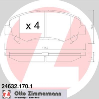 Комплект гальмівних колодок ZIMMERMANN 24632.170.1 (фото 1)