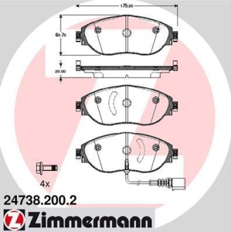 Комплект тормозных колодок ZIMMERMANN 24738.200.2