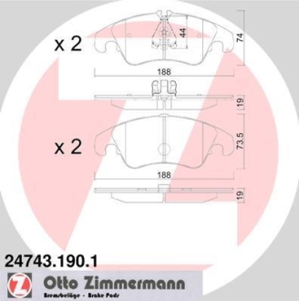 Комплект тормозных колодок ZIMMERMANN 24743.190.1