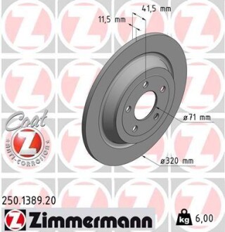 Диск тормозной ZIMMERMANN 250.1389.20