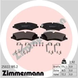 Колодки тормозные (передние) Land Rover Discovery IV/V/Range Rover 2.0-5.0 4x4 09- (TRW) (с аксесс.) ZIMMERMANN 25022.185.2