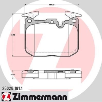Комплект тормозных колодок ZIMMERMANN 25028.181.1 (фото 1)