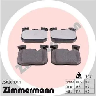 Колодки гальмівні (передні) BMW 1 (F20/F21)/2 (F22/F44-F46/F87)/3 (F30/F31/F34/F80)/4 (F32/F36) 11- ZIMMERMANN 25028.181.1