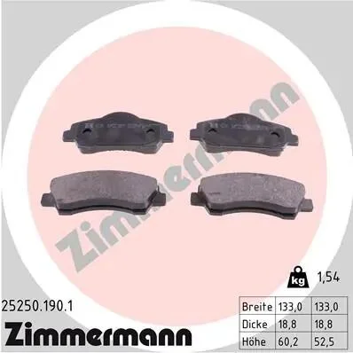 Колодки тормозные (передние) Citroen C4/Peugeot 308 II/SW 13- (Mando) ZIMMERMANN 25250.190.1 (фото 1)