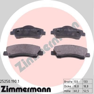 Комплект тормозных колодок ZIMMERMANN 25250.190.1 (фото 1)