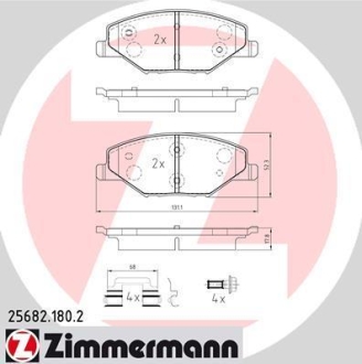Колодки тормозные дисковые ZIMMERMANN 25682.180.2 (фото 1)