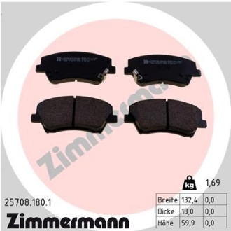 Колодки тормозные дисковые (комплект 4 шт.)) ZIMMERMANN 25708.180.1