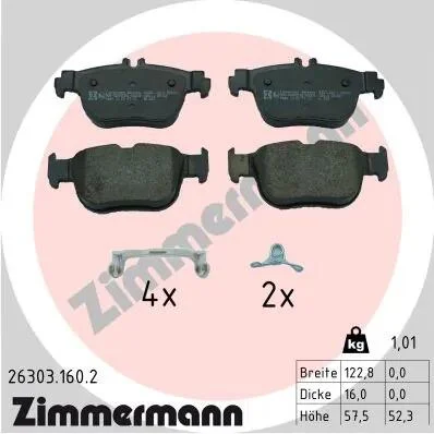 Колодки тормозные дисковые (комплект 4 шт.)) ZIMMERMANN 26303.160.2 (фото 1)