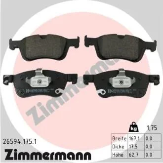 Колодки гальмівні дискові, к-кт ZIMMERMANN 26594.175.1
