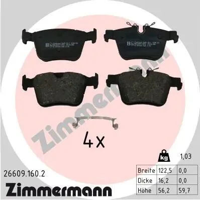 Колодки тормозные задние ZIMMERMANN 26609.160.2 (фото 1)