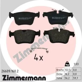 Колодки тормозные задние ZIMMERMANN 26609.160.2