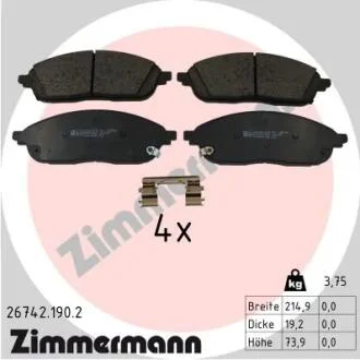 Колодки гальмівні дискові, к-кт ZIMMERMANN 26742.190.2
