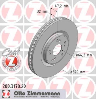 Диск тормозной Coat Z ZIMMERMANN 280317820 (фото 1)