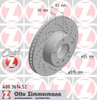 Диск тормозной ZIMMERMANN 400.3614.52