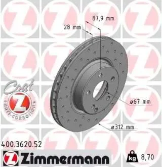 Диск тормозной SPORT Z ZIMMERMANN 400362052