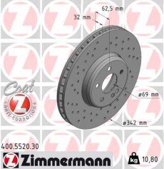 Диск тормозной MERCEDES FORMULA S ZIMMERMANN 400552030