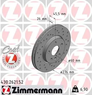 Диск тормозной ZIMMERMANN 430.2621.52 (фото 1)