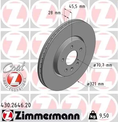 Диск тормозной Coat Z ZIMMERMANN 430264620 (фото 1)