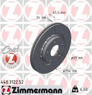 Диск тормозной ZIMMERMANN 440.3122.52