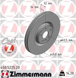 Диск тормозной ZIMMERMANN 450.5225.20