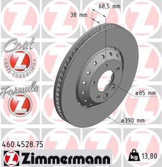 Диск тормозной FORMULA Z левый ZIMMERMANN 460452875