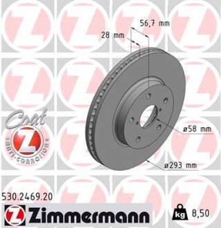 Диск гальмівний Coat Z ZIMMERMANN 530246920