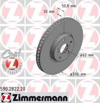 Диск тормозной Coat Z левый ZIMMERMANN 590282220