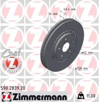 Диск гальмівний Coat Z ZIMMERMANN 590283920