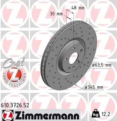 Диск тормозной ZIMMERMANN 610.3726.52 (фото 1)