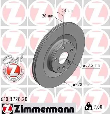 Диск тормозной Coat Z ZIMMERMANN 610372820 (фото 1)