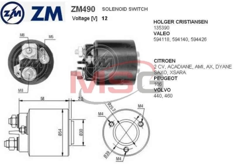 Втягуюче реле ZM ZM490