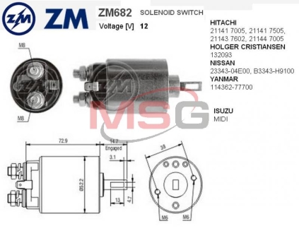 Втягивающее реле стартера ZM ZM682