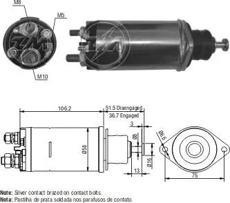 Втягивающее реле стартера ZM ZM810