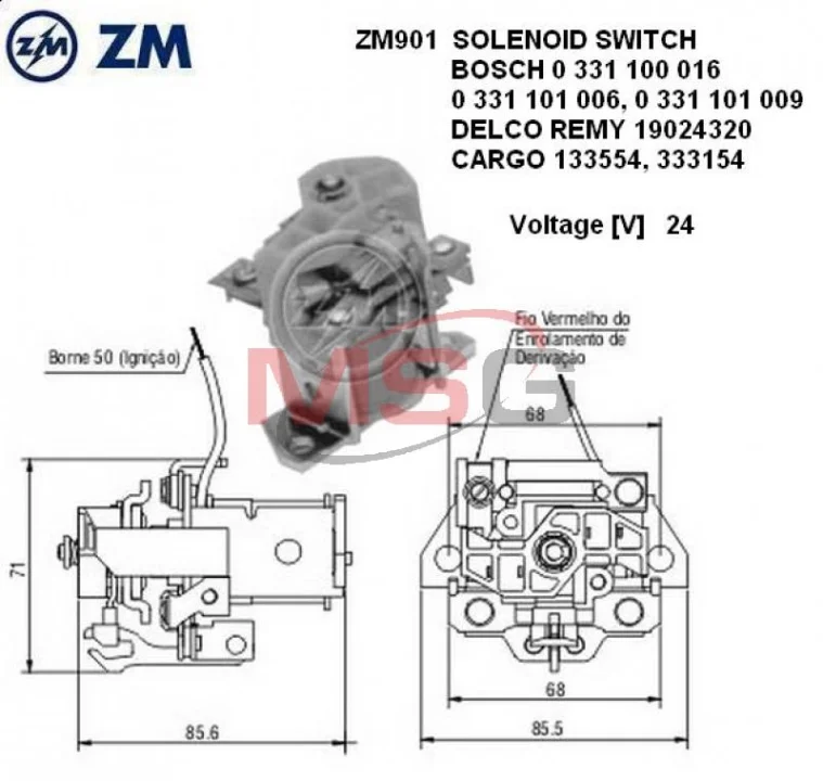 Втягивающее реле ZM ZM901 (фото 1)